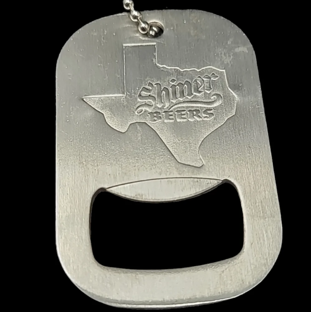 NEW SHINER BEER DOG TAG BOTTLE OPENER WITH CHAIN